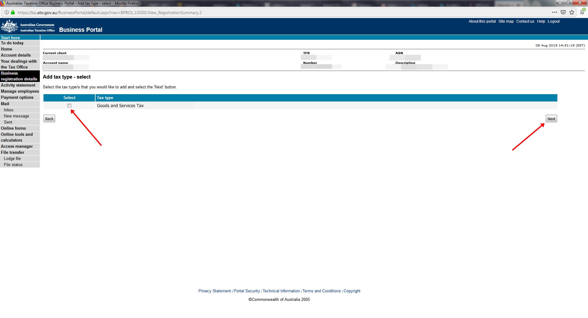ATO Business Portal step 5